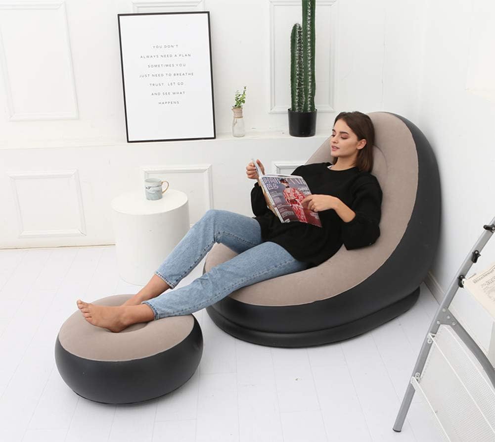 Sillón Inflable Portátil con Reposapiés, Impermeable, Ideal Interiores y Exteriores