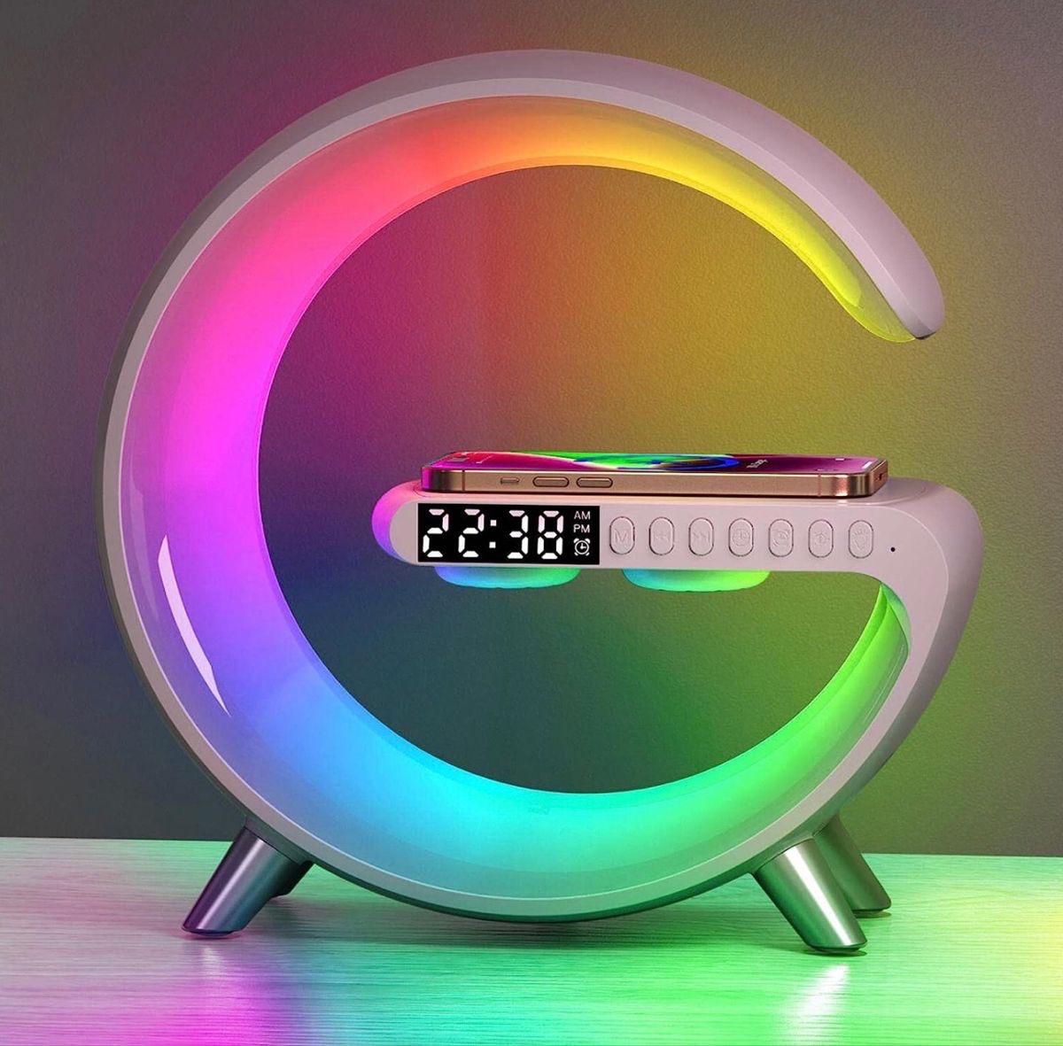 Lámpara G LED RGB Multifuncional con Cargador Inalámbrico y Reloj