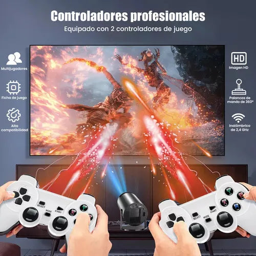 Proyector P30 MAX 4K con Android, WiFi y 2 Controles, Noches de Películas y Juegos sin Límites.