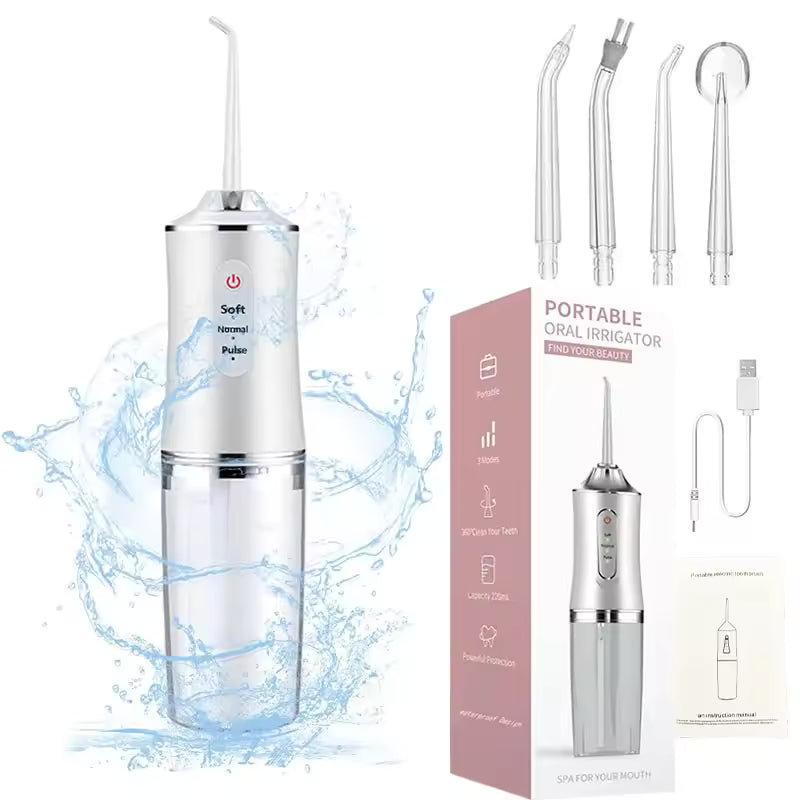 Irrigador Bucal Dental Eléctrico, 4 Boquillas, Limpieza Profunda, Ortodoncia, Encías Sensibles