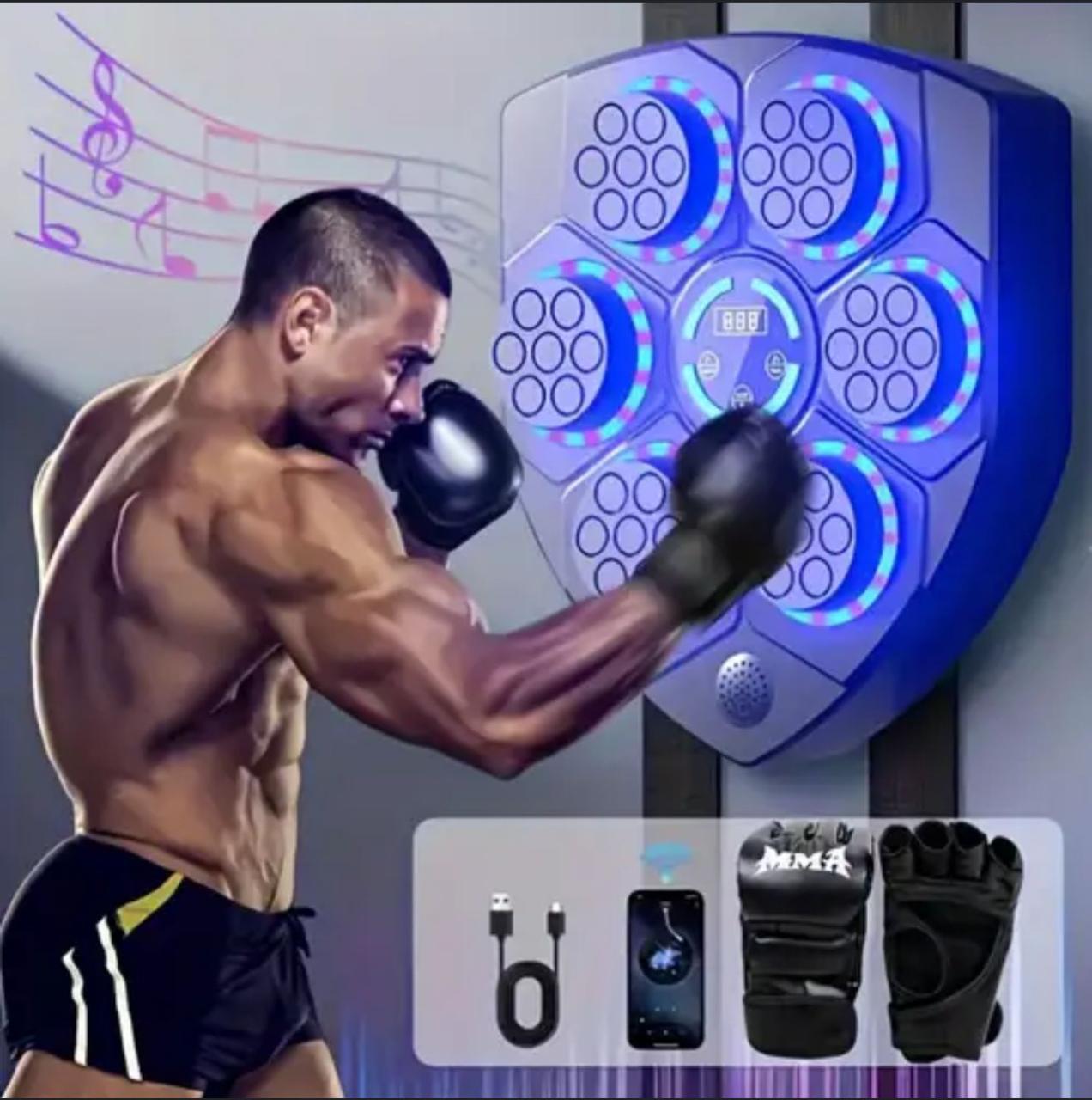 Máquina de Boxeo Musical Inteligente, Bluetooth, Luces LED, 9 Modos de Entrenamiento