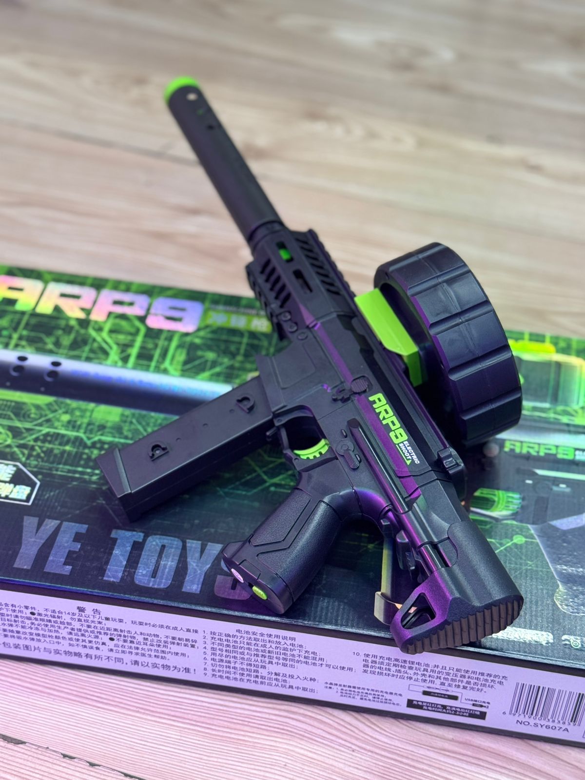 Subfusil de Juguete ARP9 Eléctrico con Cargador de Tambor, Full Equipado para la Máxima Diversión