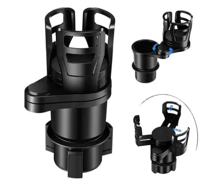 Portavasos Doble para Carro con Base Ajustable 2 en 1, Expansor de Portavasos Universal para Auto