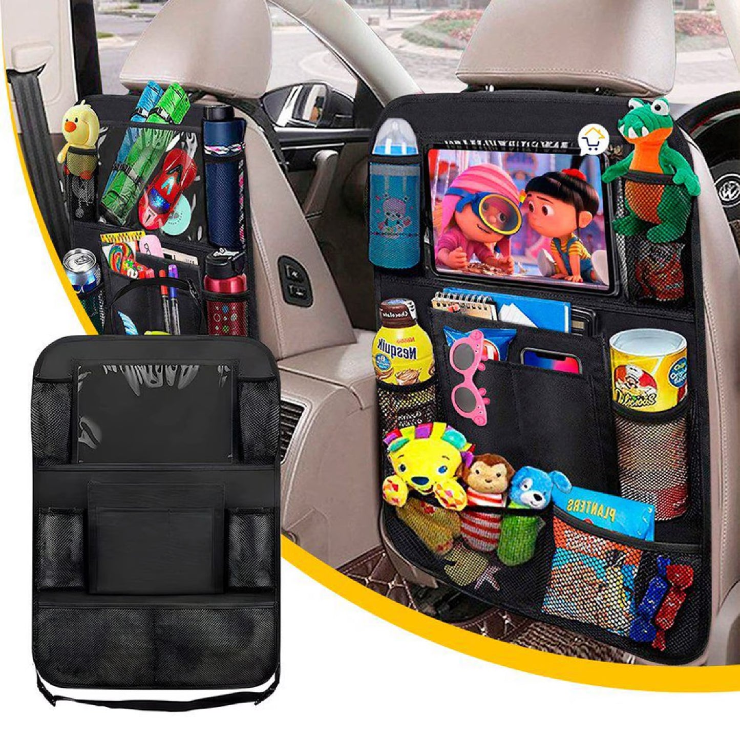 Organizador para Asiento de Carro, Protector Multi-bolsillos Impermeable, Organizador Vehicular con 6 Bolsillos
