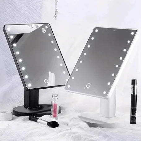 Espejo de Maquillaje con 16 Luces LED, Portátil y con Base Giratoria