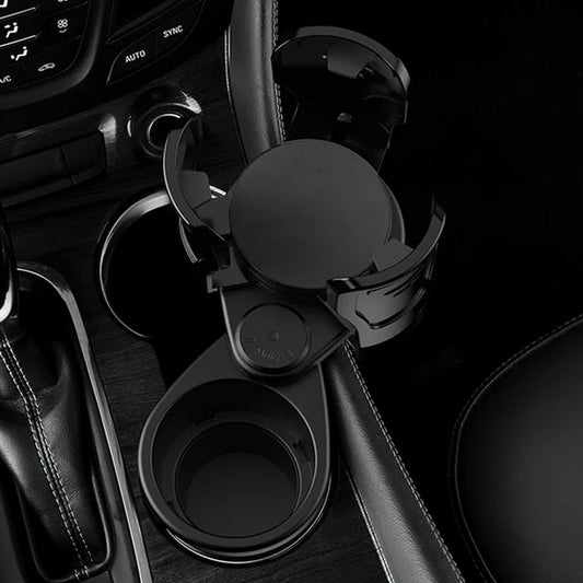 Portavasos Doble para Carro con Base Ajustable 2 en 1, Expansor de Portavasos Universal para Auto