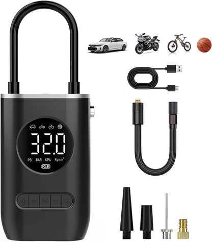 Compresor Portátil Inflador USB, 4 Puntas, Balones, Llantas, Globos, Ligero