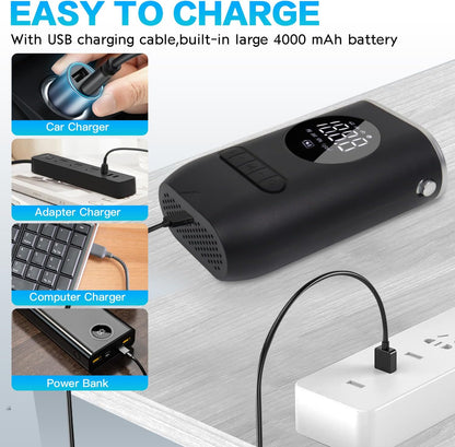 Compresor Portátil Inflador USB, 4 Puntas, Balones, Llantas, Globos, Ligero