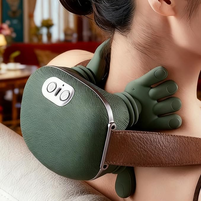 Masajeador Portátil de Manitas de 8 Dedos con Calor Relajante y Diseño Manos Libres