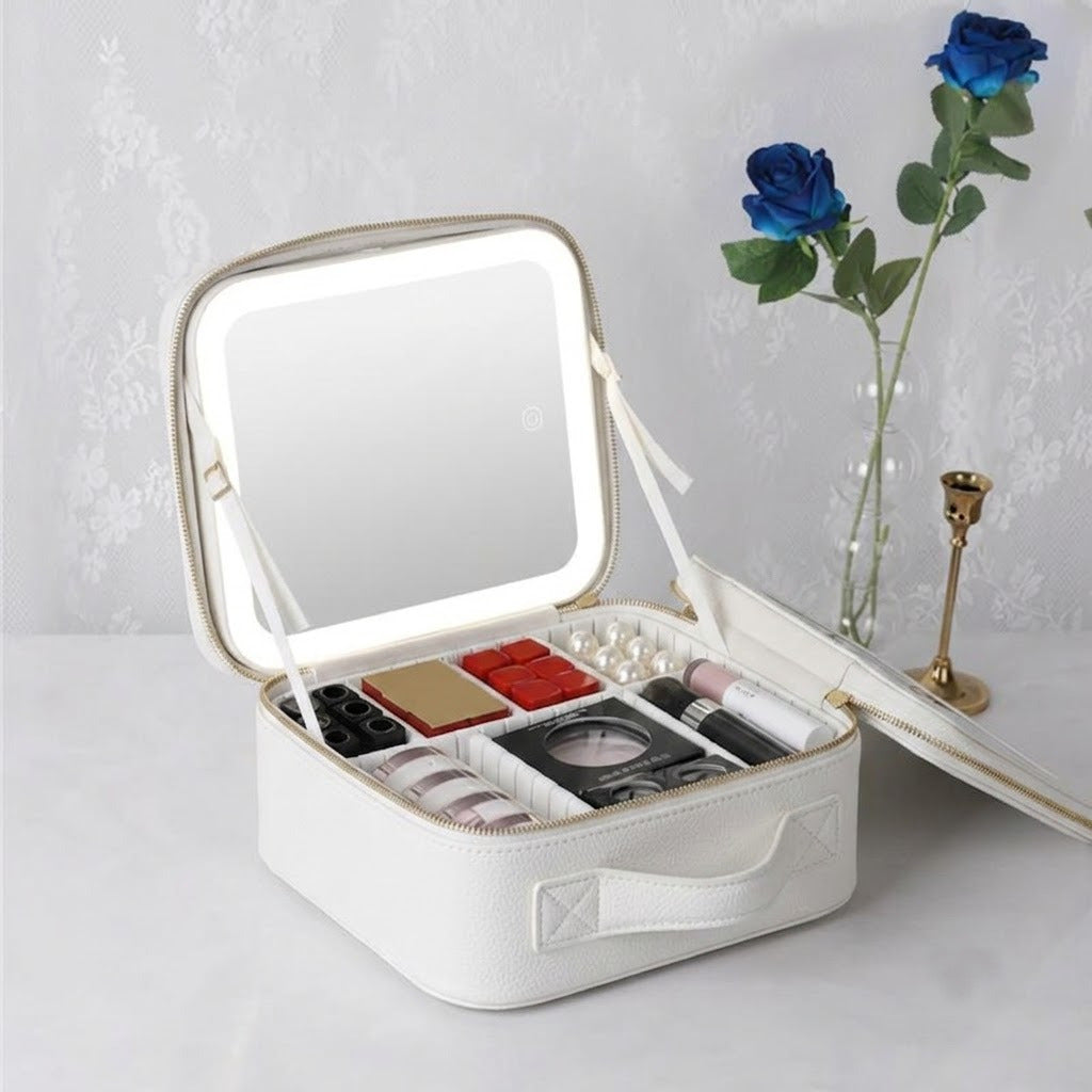 Maletín de Maquillaje Profesional con Espejo Iluminado LED