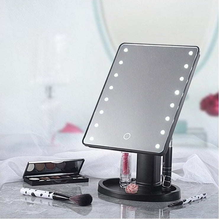 Espejo de Maquillaje con 16 Luces LED, Portátil y con Base Giratoria
