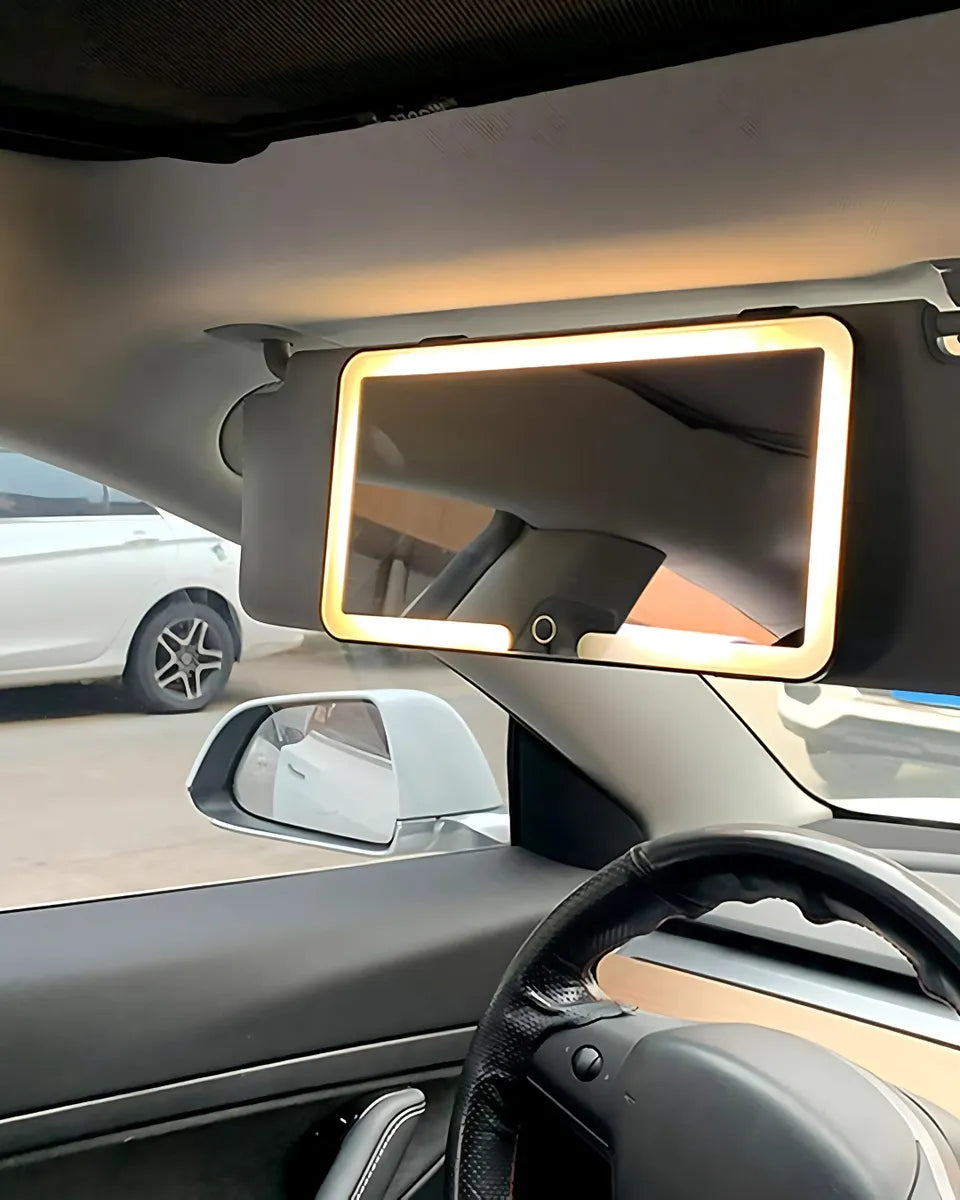 Espejo de Maquillaje LED para Carro con Sensor Táctil Recargable, Espejo para Visera de Auto
