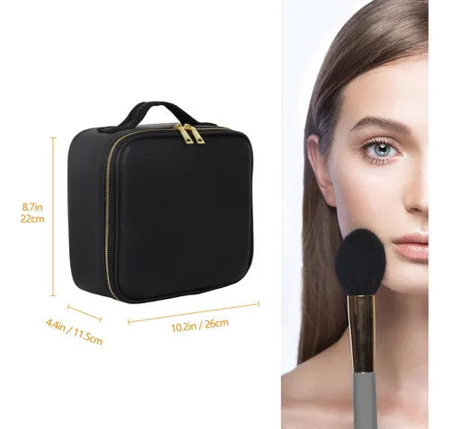 Maletín de Maquillaje Profesional con Espejo Iluminado LED, Cosmetiquera Portátil de Viaje con Compartimentos Ajustables