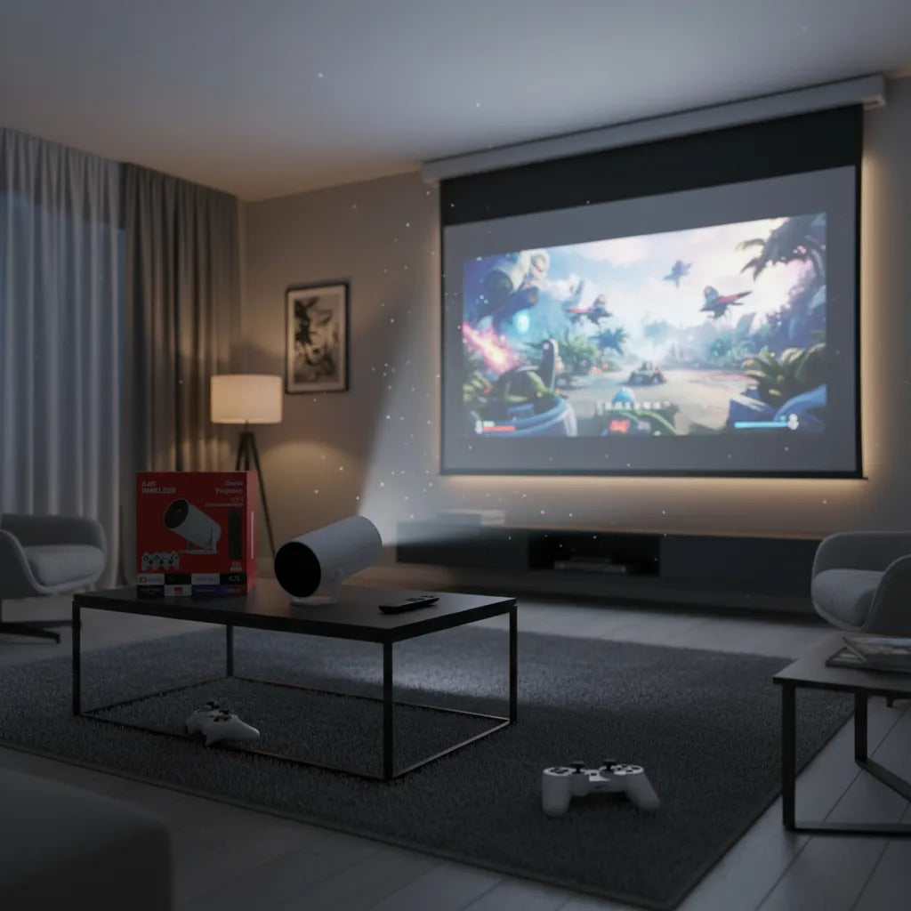Proyector Portátil Hy300 Consola 4K con Wi-Fi y Controles Incluidos, Videoconsola 4K Android 11
