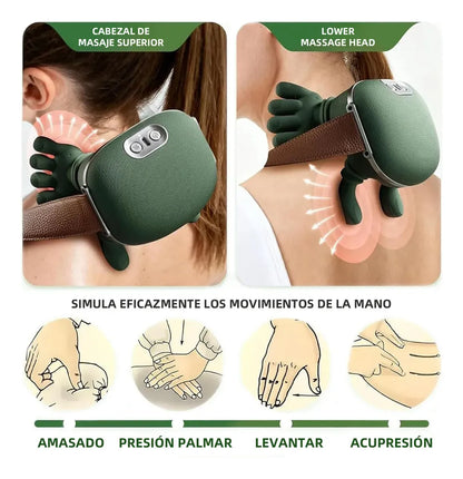 Masajeador Portátil de Manitas de 8 Dedos con Calor Relajante y Diseño Manos Libres