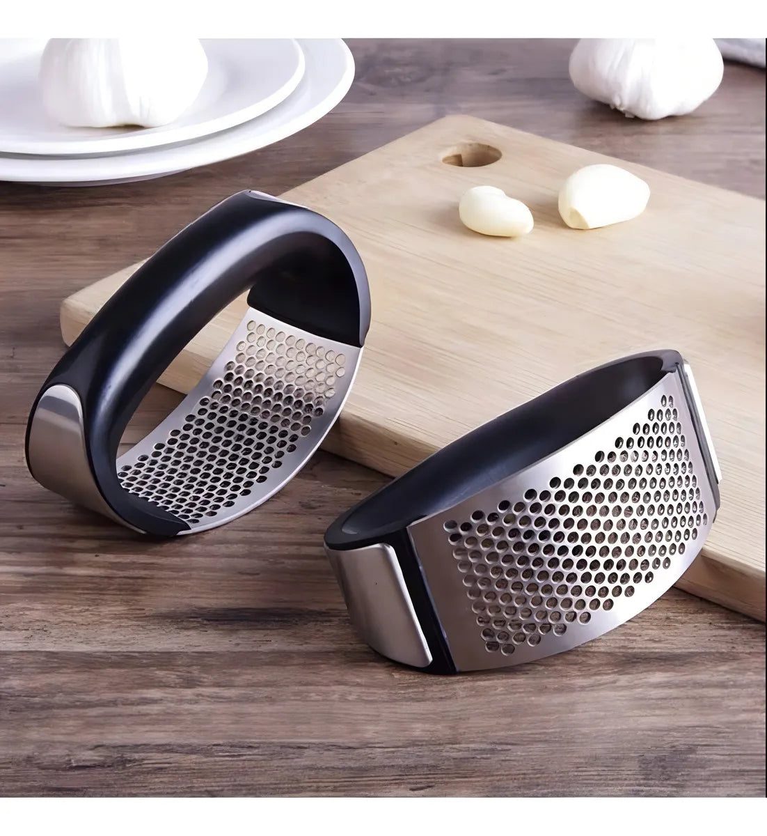 Triturador de Ajo de Acero Inoxidable, Machacador de Ajo Manual Antiolor