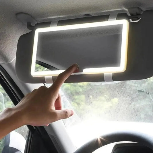 Espejo de Maquillaje LED para Carro con Sensor Táctil Recargable, Espejo para Visera de Auto