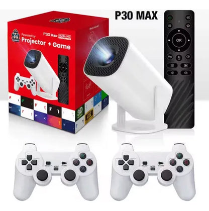 Proyector P30 MAX 4K con Android, WiFi y 2 Controles, Noches de Películas y Juegos sin Límites.