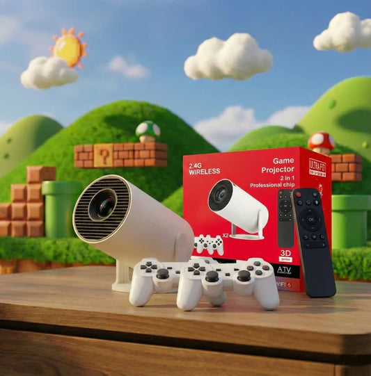 Proyector Portátil Hy300 Consola 4K con Wi-Fi y Controles Incluidos, Videoconsola 4K Android 11