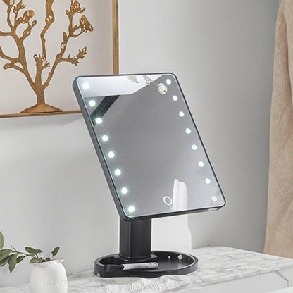 Espejo de Maquillaje con 16 Luces LED, Portátil y con Base Giratoria