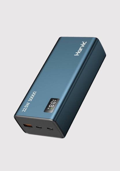 Batería Externa Portátil Power Bank Harvic 30.000 mAh con Pantalla Digital y Carga Rápida 2.1A