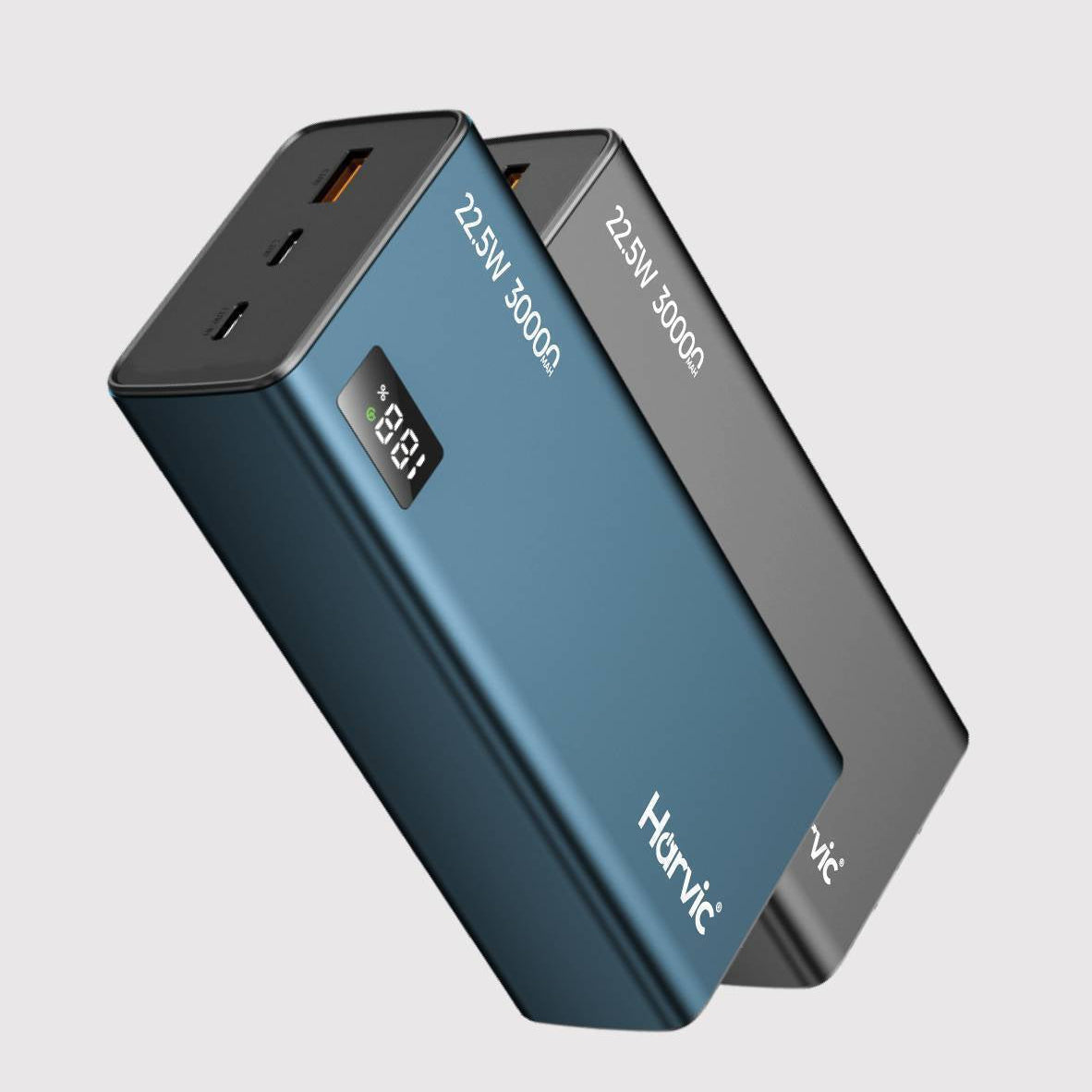 Batería Externa Portátil Power Bank Harvic 30.000 mAh con Pantalla Digital y Carga Rápida 2.1A