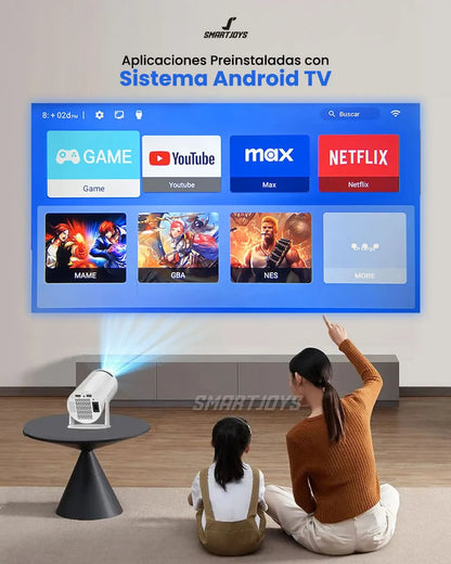 Proyector Portátil M300 Max con Android TV y 20.000 Juegos, Tu Centro de Entretenimiento Total