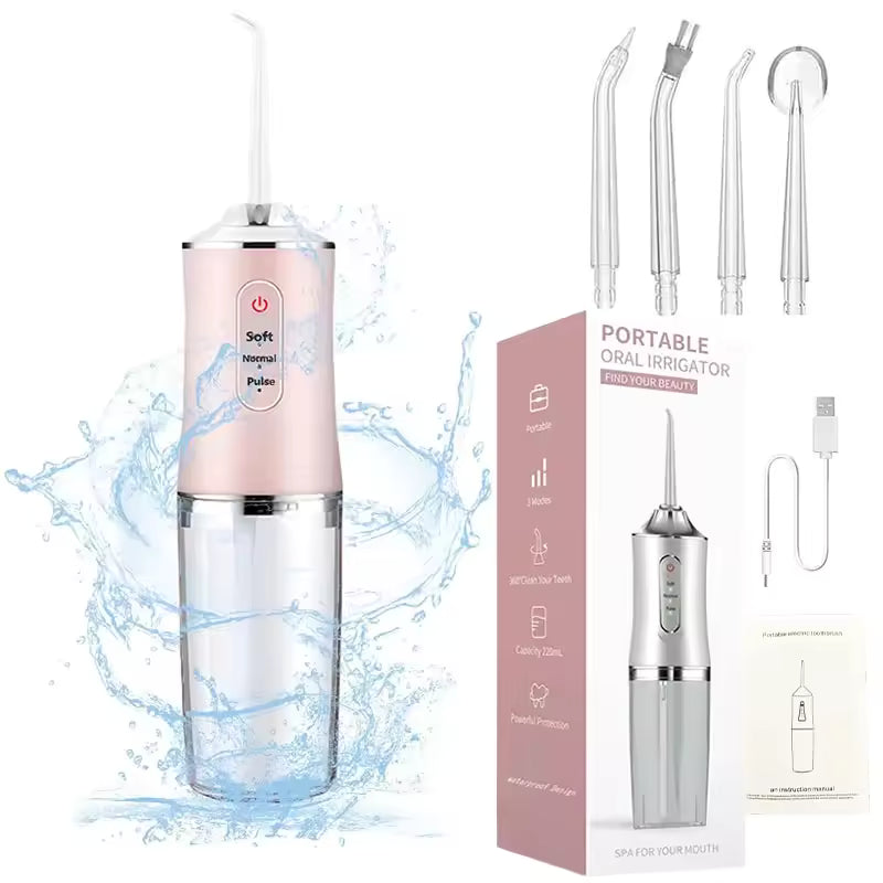 Irrigador Bucal Dental Eléctrico, 4 Boquillas, Limpieza Profunda, Ortodoncia, Encías Sensibles