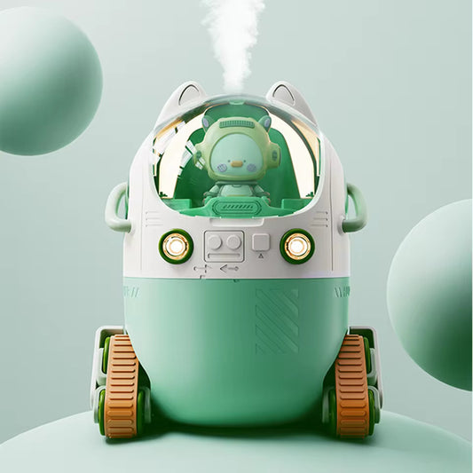 Humidificador Nave Espacial, 220ml, Niebla Fina, USB-C, Luz Ambiental, Silencioso