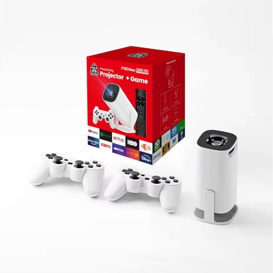 Proyector P30 MAX 4K con Android, WiFi y 2 Controles, Noches de Películas y Juegos sin Límites.