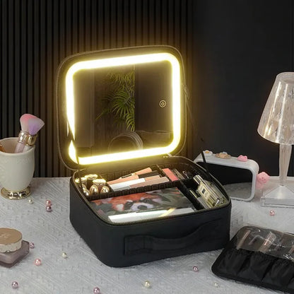 Maletín de Maquillaje Profesional con Espejo Iluminado LED
