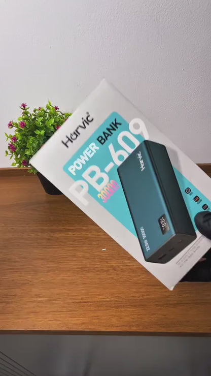 Batería Externa Portátil Power Bank Harvic 30.000 mAh con Pantalla Digital y Carga Rápida 2.1A