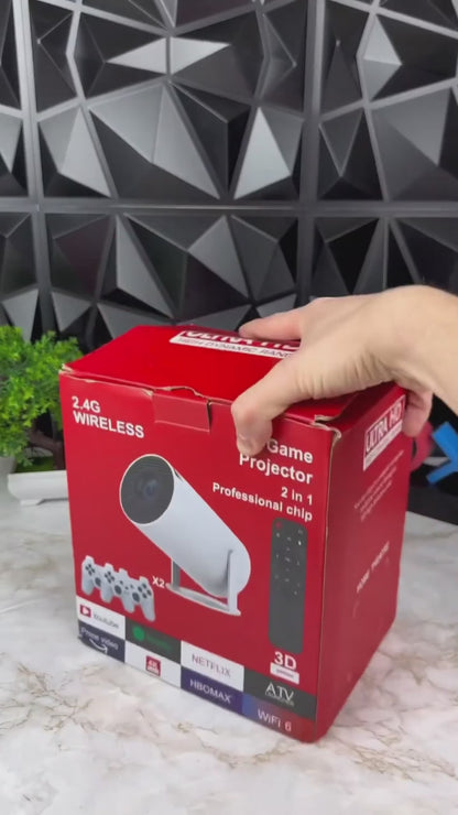 Proyector Portátil Hy300 Consola 4K con Wi-Fi y Controles Incluidos, Videoconsola 4K Android 11