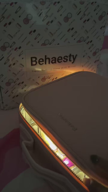 Maletín de Maquillaje Profesional con Espejo Iluminado LED, Cosmetiquera Portátil de Viaje con Compartimentos Ajustables